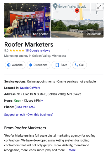 The Google Business Profile for Roofer Marketers